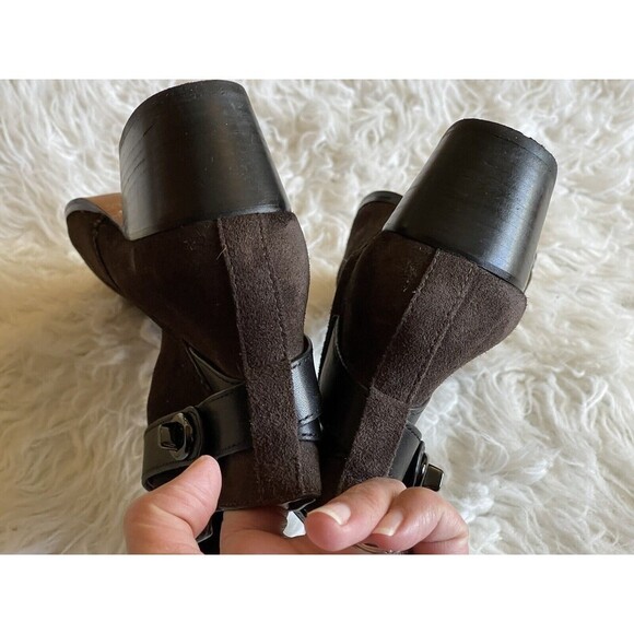 COACH Women's Sz 6 Patricia Bootie Dark Brown Suede Leather Block Heel - Picture 5 of 12